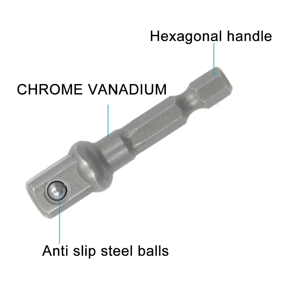 3PC Hexagonal Handle Natural Color Extension Rod 50mm Adapter 1/2 Screwdriver 3/8 Square Head 1/4 Sleeve Electric Tool Accessori