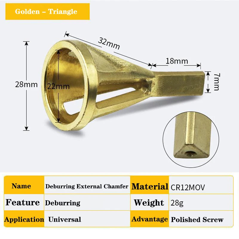 SenNan Deburring External Chamfer Tool Gr12mo Triangle/Hexagonal Metal Shank Drill Bit Remove Burr Power Tool Accessories