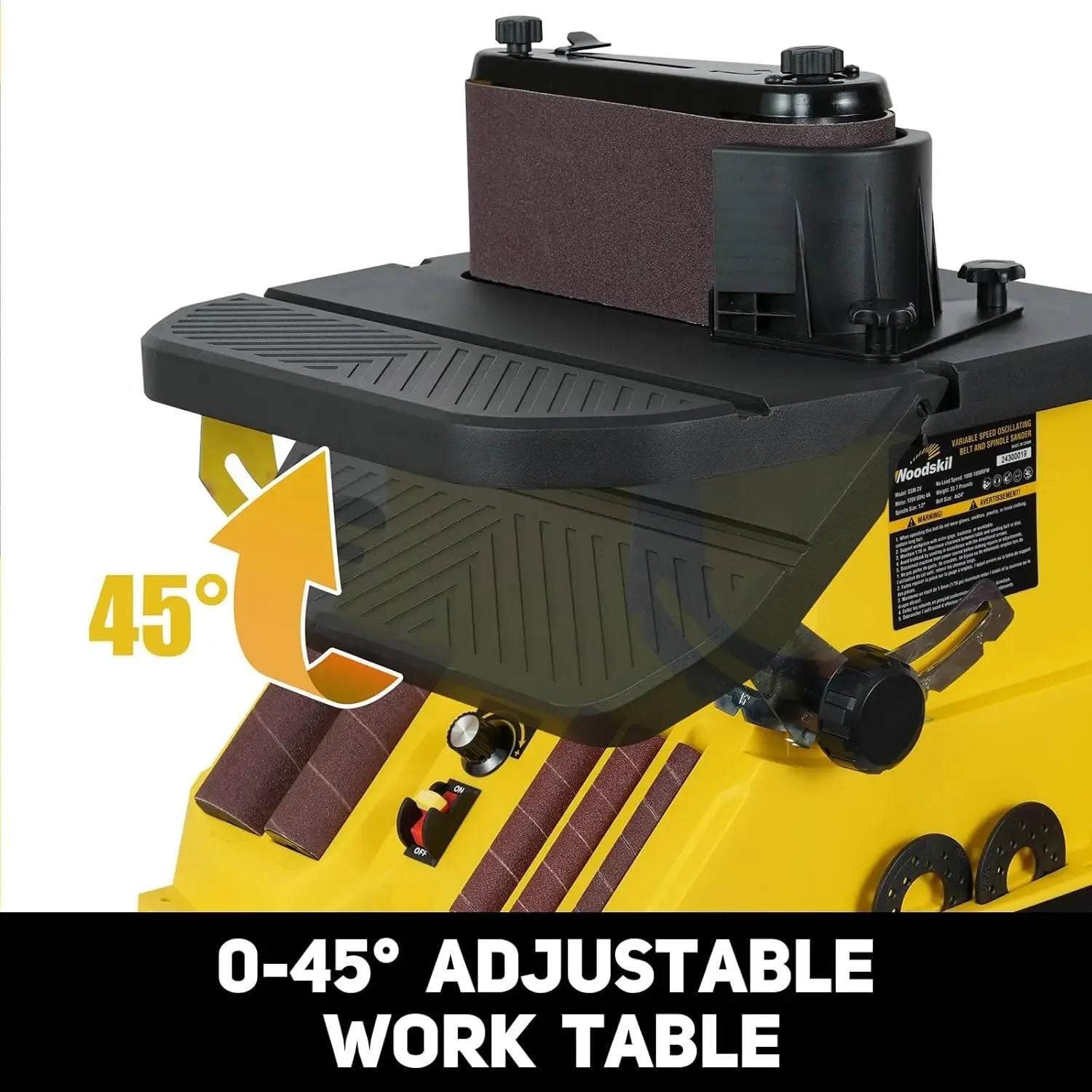 4A Variable Speed Oscillating Belt and Spindle Sander - 4x24” Belt, 5 Sanding Sleeves, - PCWLDASHRES