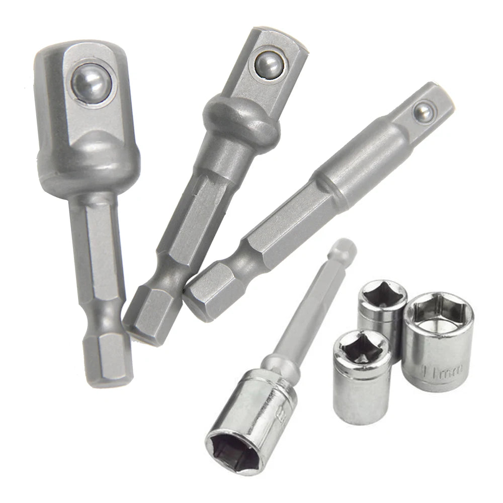 3PC natural hexagonal handle extension rod 50mm adapter 1/2 screwdriver 3/8 square head 1/4 socket power tool accessories