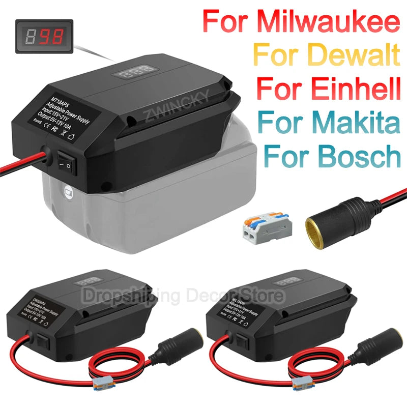 18V To 5-13V Step Down Converter For Makita/Dewalt/Milwauke/Bosch/Einhell 18V Battery Cigarette Lighter Adapte Voltage Regulator
