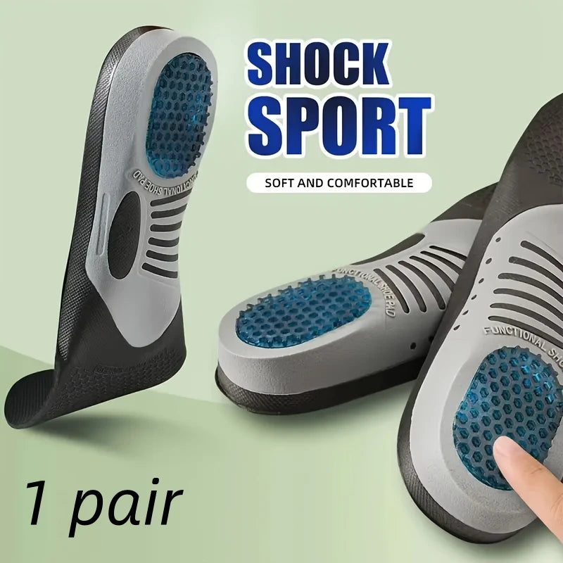 1 Pair Sports & Work Insoles – Thickened, Breathable, Odor-Resistant – Support, Anti-Sprain, Cushioning – Unisex Non-Slip Basket