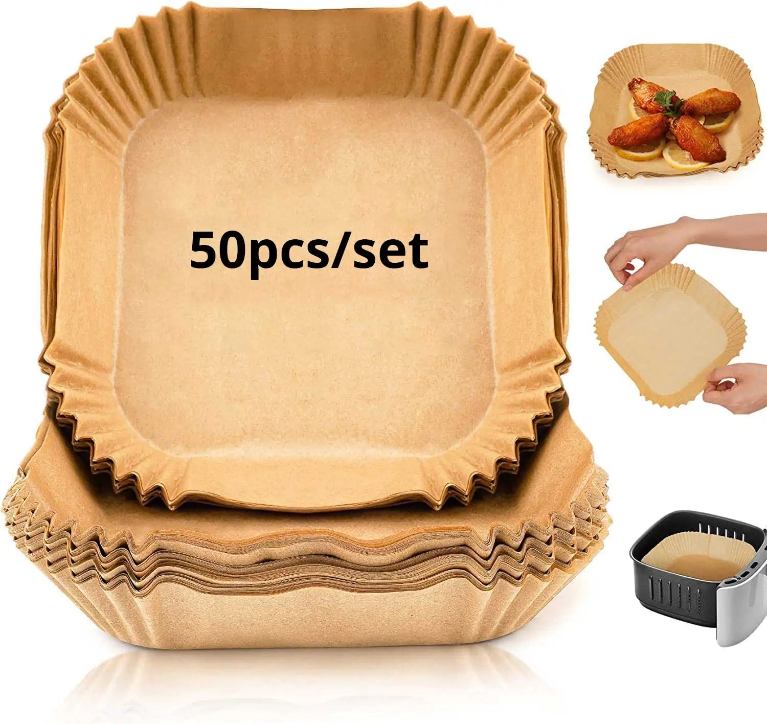 50/100/200pcs Disposable Air Fryer Paper Round/Square Special Paper Food Silicon Oil Paper Air Fryer Liners Baking Paper - PCWLDASHRES