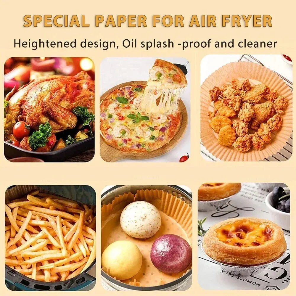 50/100Pcs Air Fryer Disposable Paper Non - Stick Airfryer Baking Papers Round Air - Fryer Paper Liners Paper Kitchen Accessories - PCWLDASHRES