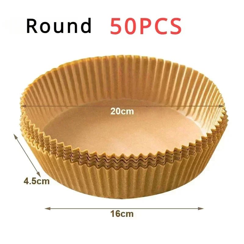 50/100Pcs Air Fryer Disposable Paper Non - Stick Airfryer Baking Papers Round Air - Fryer Paper Liners Paper Kitchen Accessories - PCWLDASHRES