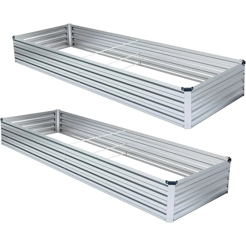 2 Pack 6x3x1FT Galvanized Raised Garden Beds Kit Outdoor Metal Gardening Planter Box For Vegetable Elevated Flower Herbs