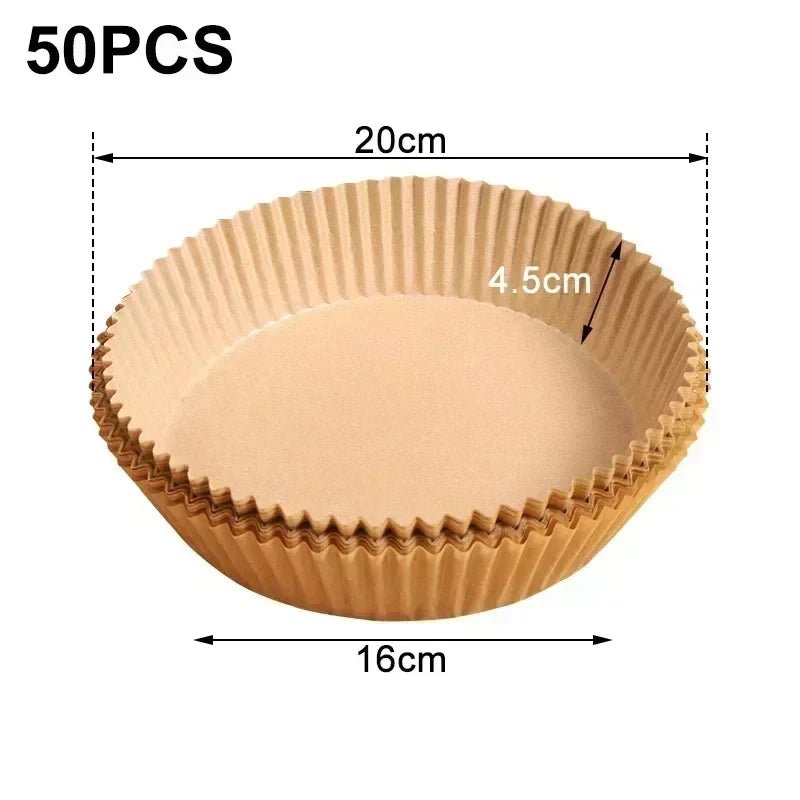 50pcs Air Fryer Grease Absorbent For Household Baking Pans With Thickened Silicone Paper Pads - PCWLDASHRES