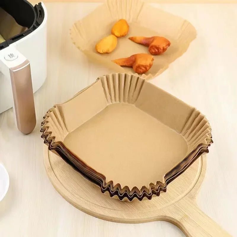 50pcs Air Fryer Grease Absorbent For Household Baking Pans With Thickened Silicone Paper Pads - PCWLDASHRES