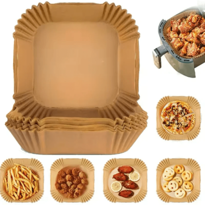 50Pcs Disposable Air Fryer Paper Oil Absorbing And Anti Oil Paper Tray Non Stick Baking Pad Large Toughness Square - PCWLDASHRES