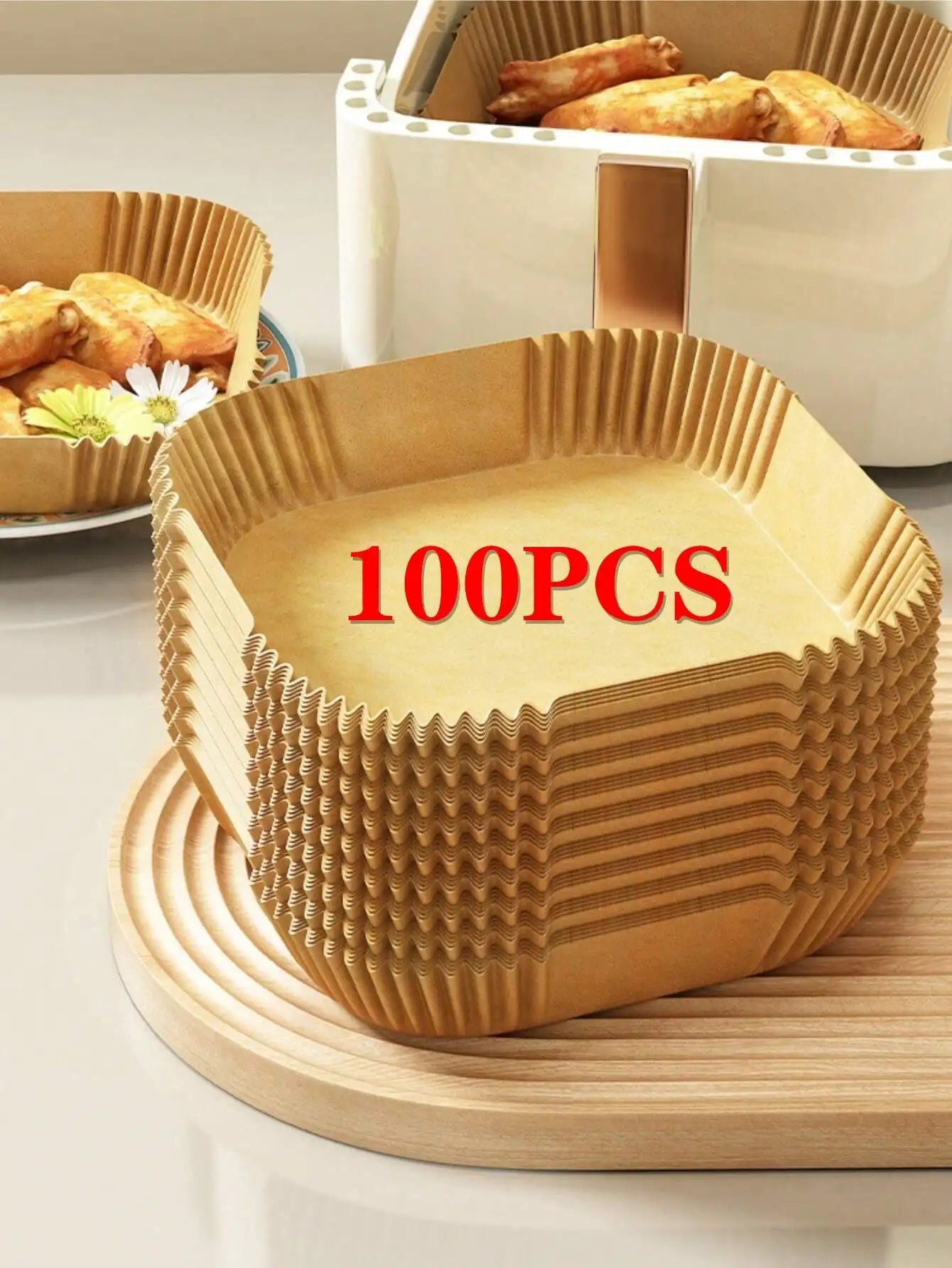 50Pcs/100 Pcs Disposable Air Fryer Paper, Baking Paper Bowl, Oven Paper Liner/Oil - Proof Non - Stick, Heat Resistant - PCWLDASHRES
