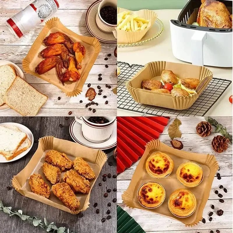 50pcs/set Disposable Air Fryer Paper Liner 20CM Oil - proof Water - proof Airfryer Disposable Cooking Paper Trays Baking Paper - PCWLDASHRES