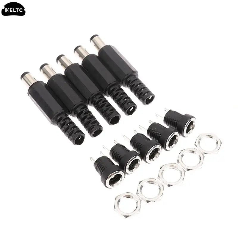 5.5mm x 2.1mm 5.5x2.1 DC Power Supply Plug Connector + Female Metal Panel Mount Socket Jack Plug DC Connectors Terminal Adapter - PCWLDASHRES