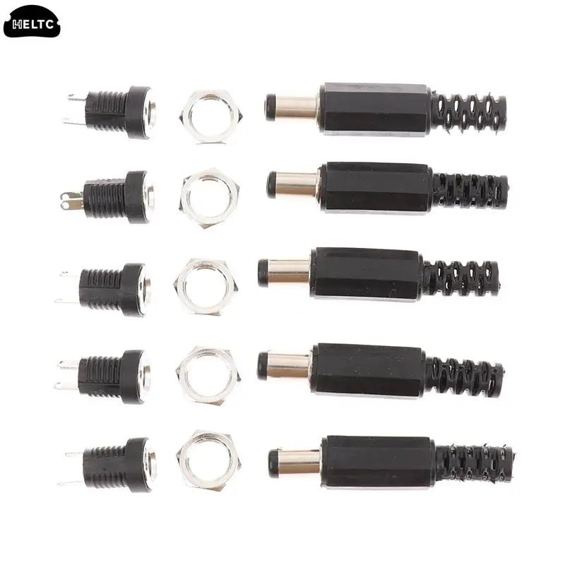 5.5mm x 2.1mm 5.5x2.1 DC Power Supply Plug Connector + Female Metal Panel Mount Socket Jack Plug DC Connectors Terminal Adapter - PCWLDASHRES