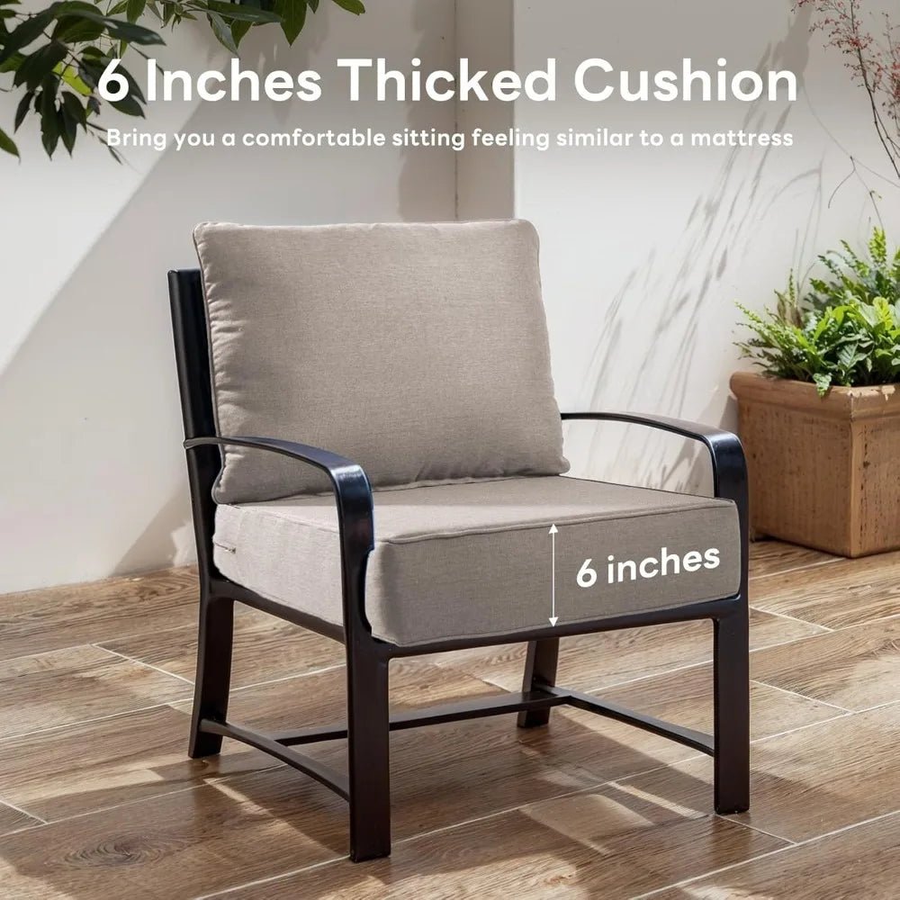 6" Thicker Outdoor Chair Cushion 5 Sets - 24" *24" *6" Waterproof Patio Furniture Cushions with Removable Cover, 28D High - PCWLDASHRES