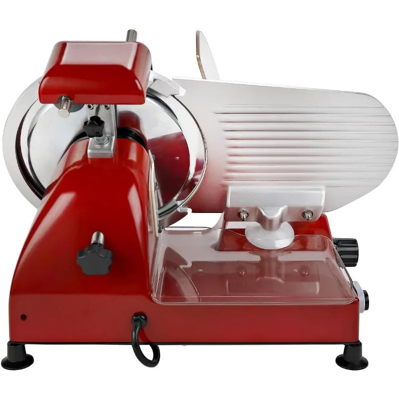 10" Premium Chromium-plated Steel Blade Electric Deli Meat Cheese Food Slicer With Serving Plate Commercial And For Home Use 240
