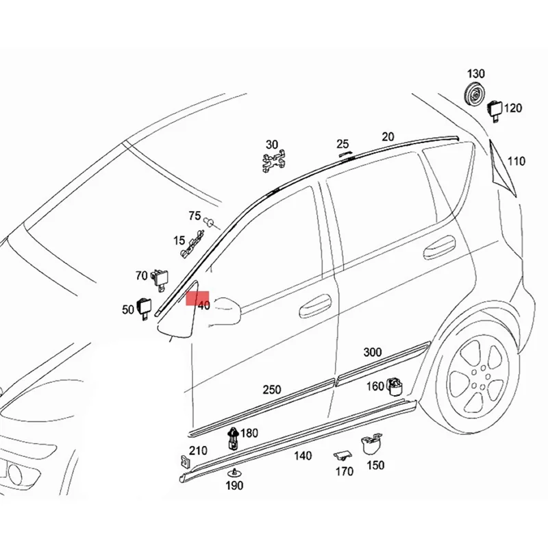 1Pair Door Mirrior Panel Trim A1696900187 A1696900287 For Mercedes-Benz A-Class W169 2004-2012 Rearview Triangle Molding
