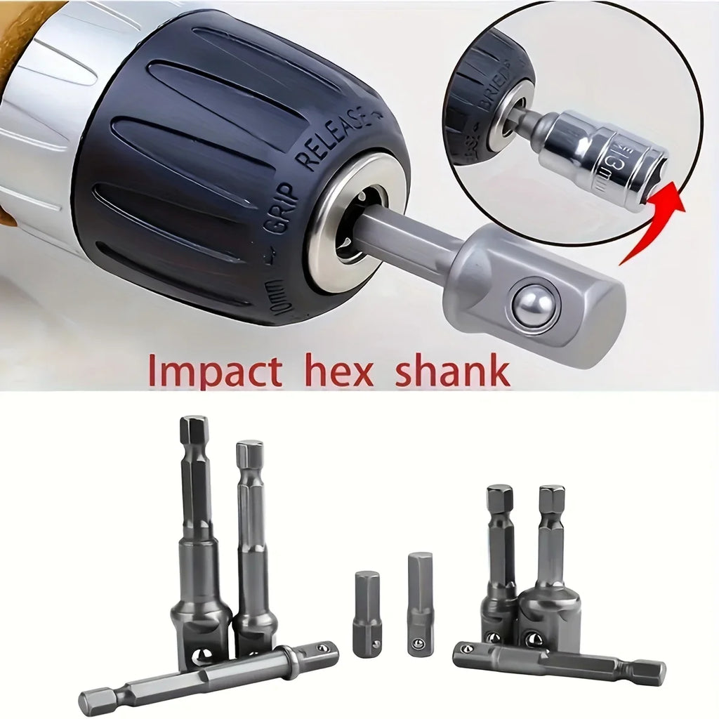 3PC Hexagonal Handle Natural Color Extension Rod 50mm Adapter 1/2 Screwdriver 3/8 Square Head 1/4 Sleeve Electric Tool Accessori
