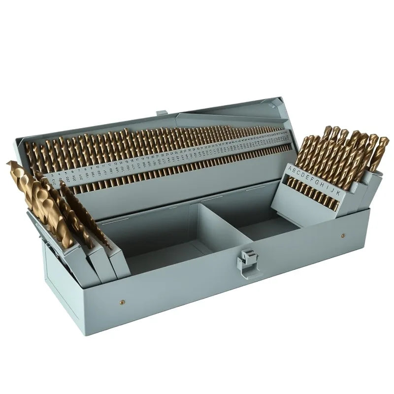 115Pcs Drill Bit Set (1/16"-1/2"), M35 HSS Twist Drill Bits, Jobber Length, Straight Shank, Metal Drills Bit Set