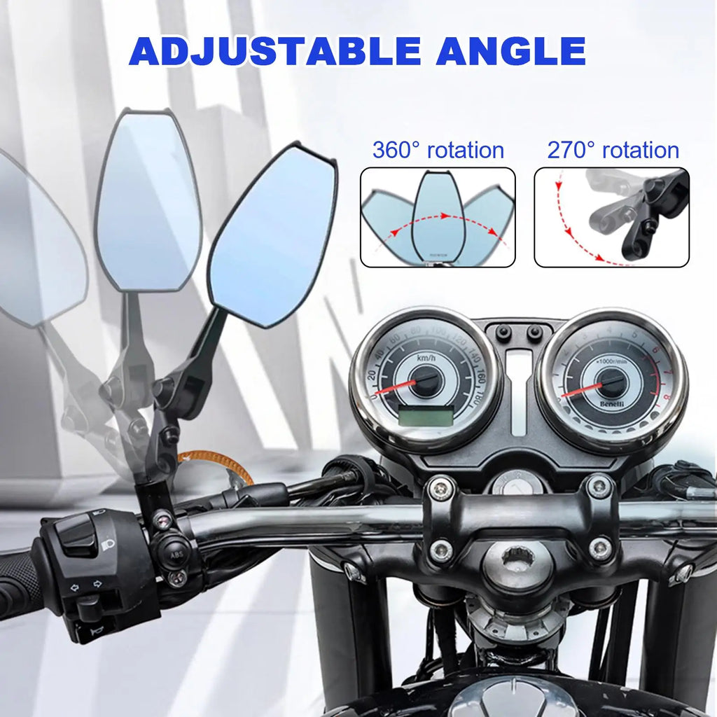 1 Pair Universal Adjustable Motorcycle Rear View Mirror for Scooter ATV Motorcycle Accessories Side Mirror blue anti-glare Glass