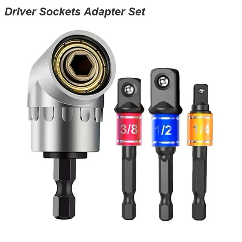 105° Turning Screwdriver Joint 1/4'' 3/8'' 1/2'' Impact Socket Adapter Nut Driver Electric Drill Corner Head  Extension Tool