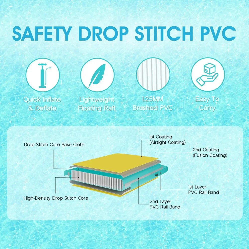 8FT Inflatable Water Hammock Round Floating Rafts for Adults Float Ring with Water Mat for Family - PCWLDASHRES