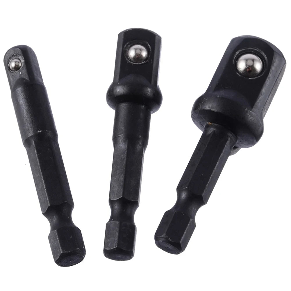 3PC natural hexagonal handle extension rod 50mm adapter 1/2 screwdriver 3/8 square head 1/4 socket power tool accessories