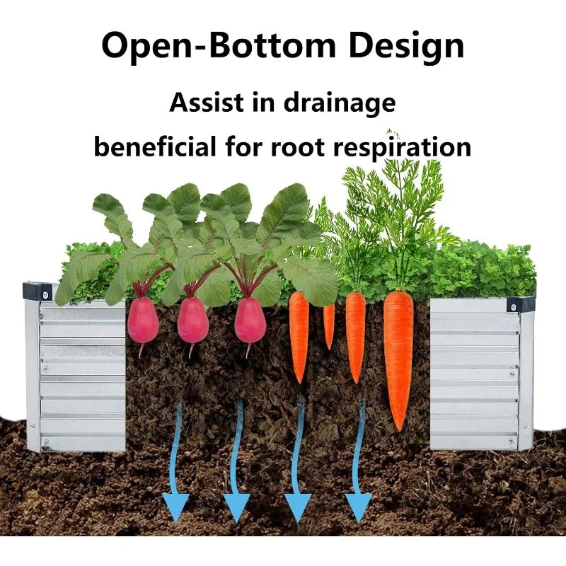 2 Pack 6x3x1FT Galvanized Raised Garden Beds Kit Outdoor Metal Gardening Planter Box For Vegetable Elevated Flower Herbs