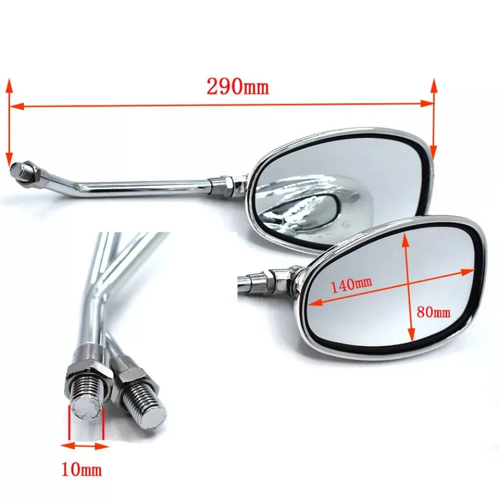 1Pair For Honda Shadow Spirit 750 1100 VTX1300 VTX1800 Chrome Motorcycle Mirrors