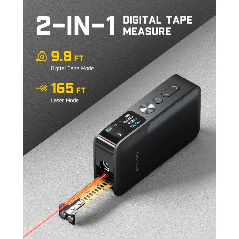A10 Pro 2 - in - 1 Digital Laser Tape Measure With HD IPS Color Display,165Ft Rechargeable Laser Measurement Tool & 9.8Ft Measuring - PCWLDASHRES