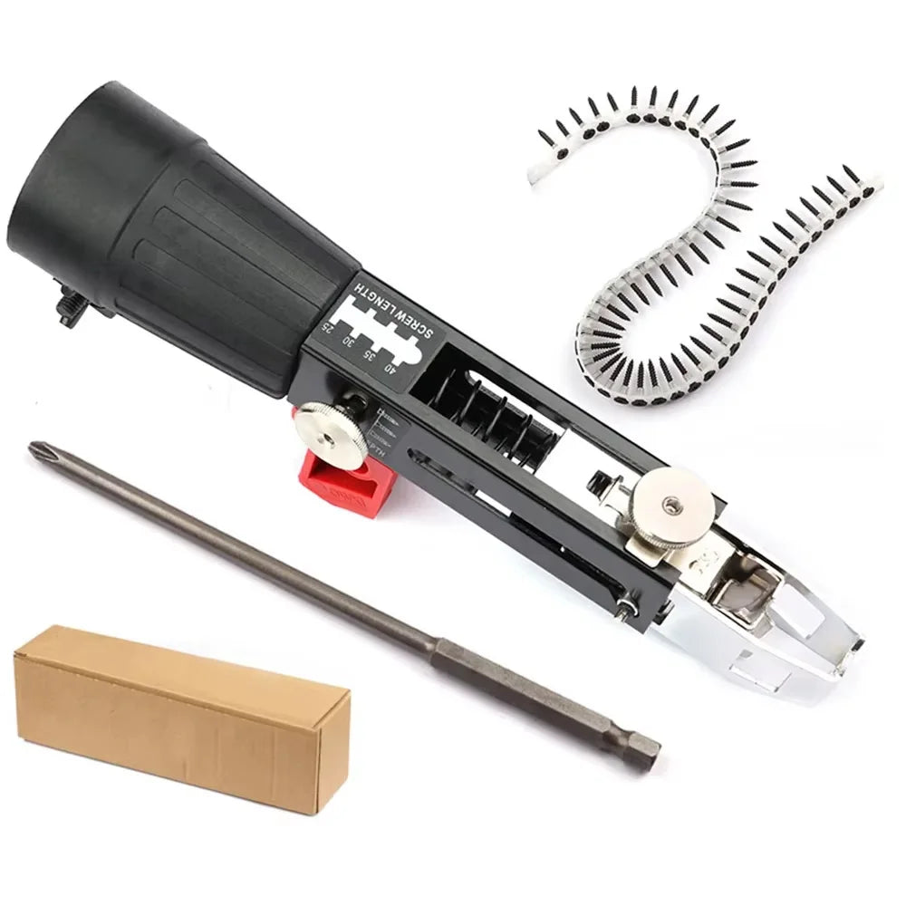 Automatic Screwdriver Chain Nail Gun Adapter for Electric Drill Woodworking Screwdriver Nozzle Power Tool Attachments Compatible