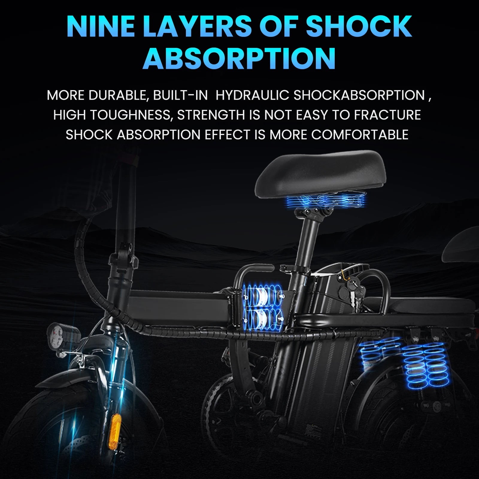 A9 Foldable electric bicycle 500W LED display 3 Modes 14inch vacuum tire - PCWLDASHRES