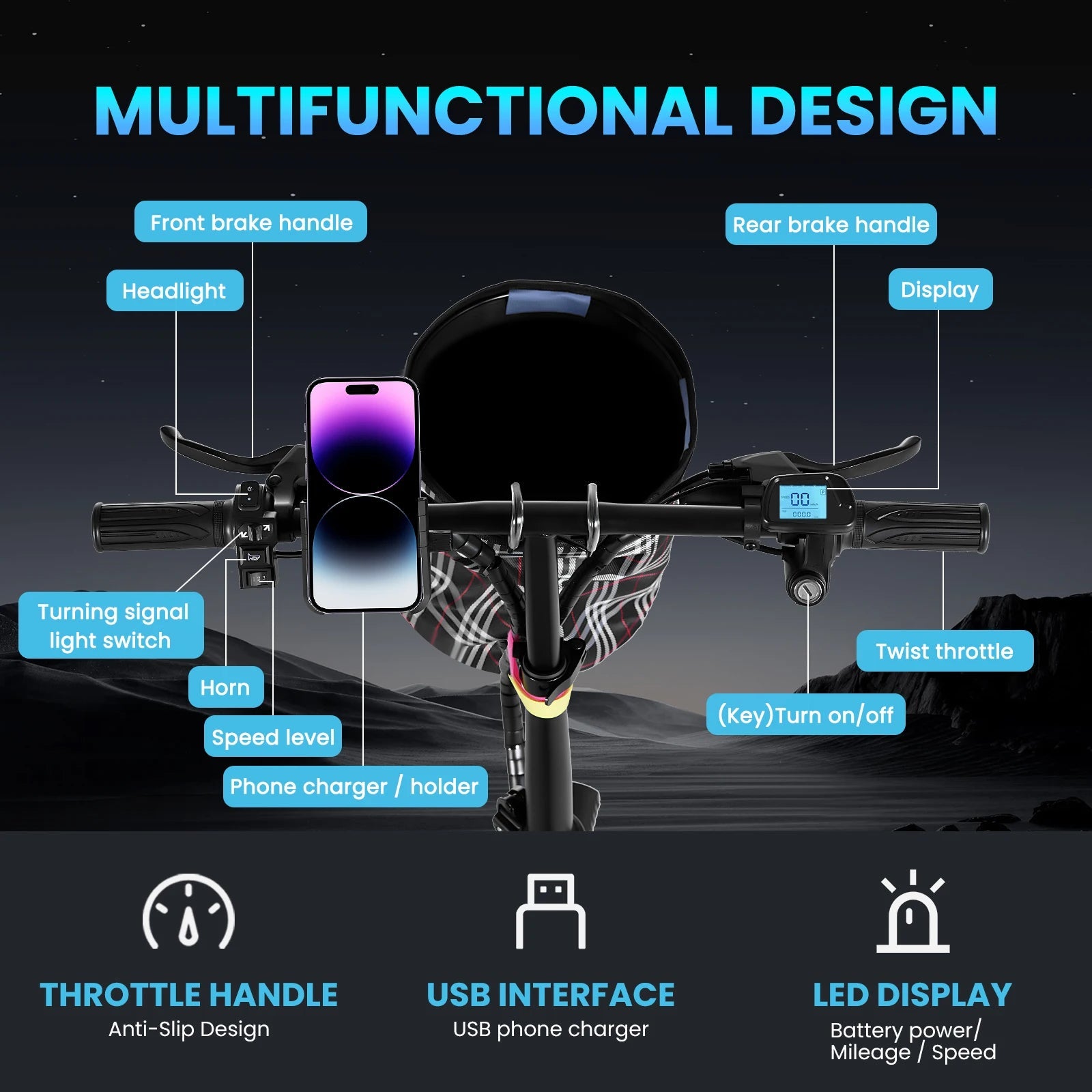 A9 Foldable electric bicycle 500W LED display 3 Modes 14inch vacuum tire - PCWLDASHRES