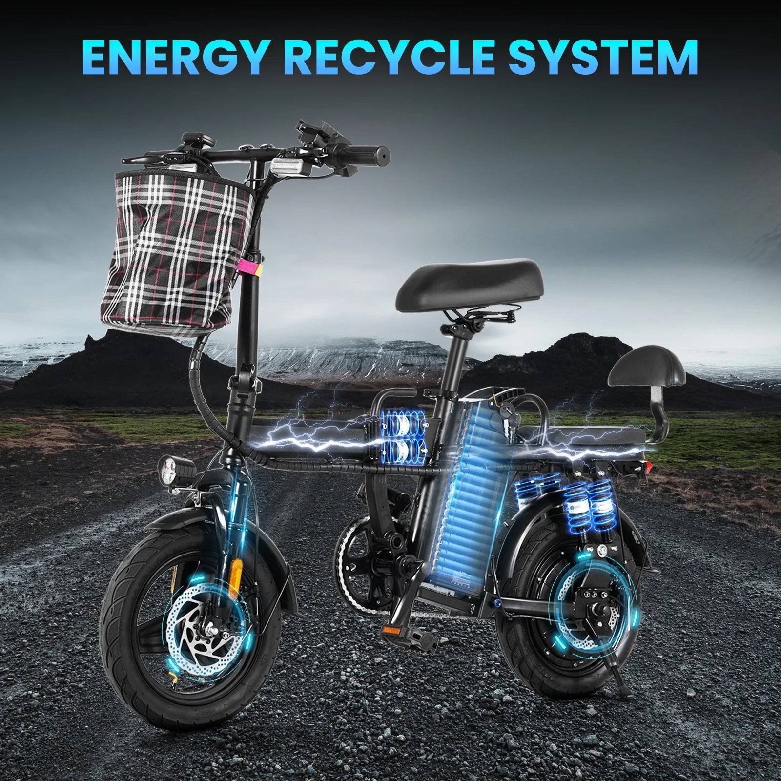 A9 Foldable electric bicycle 500W LED display 3 Modes 14inch vacuum tire - PCWLDASHRES