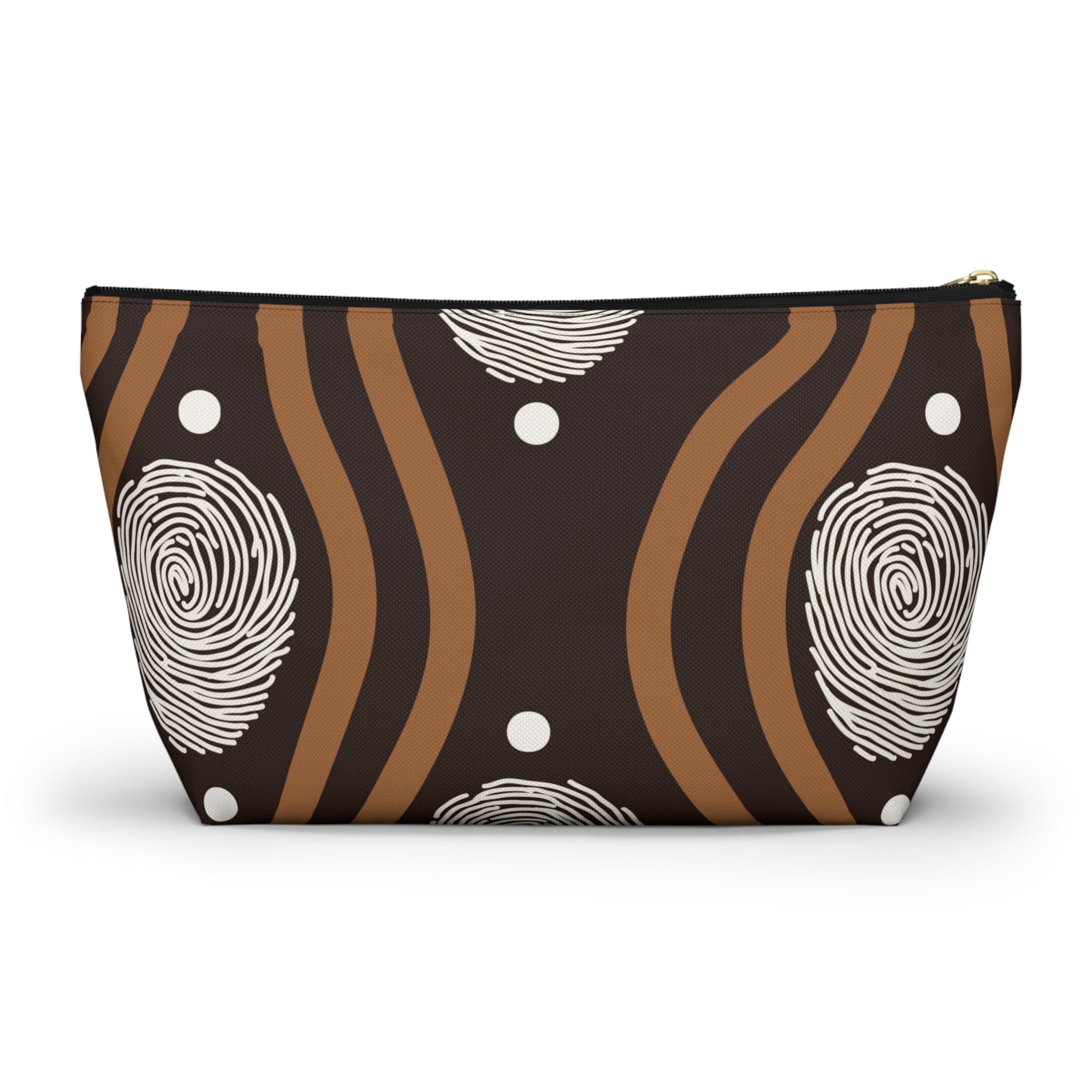 Accessory Zip Pouch Bag - Brown White Geometric Lines - PCWLDASHRES