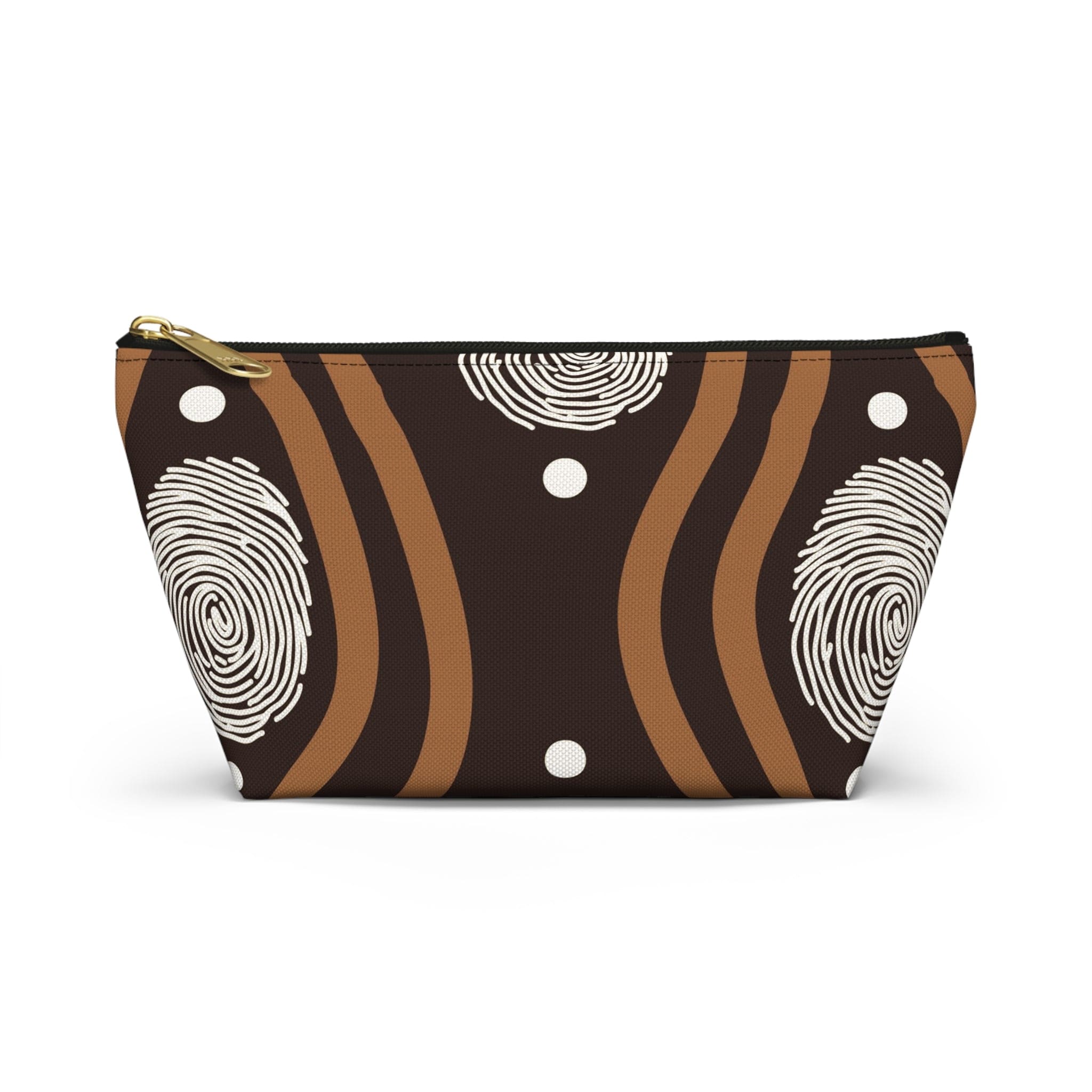 Accessory Zip Pouch Bag - Brown White Geometric Lines - PCWLDASHRES