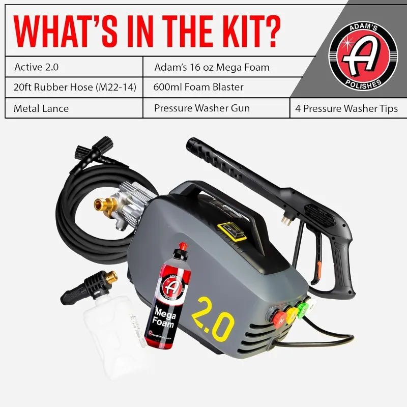 Active Pressure Washer 2.0 & Mega Foam Car Soap (5 Item) Powerful, Lightweight, Portable Electric Pressure Washer Sprayer - PCWLDASHRES