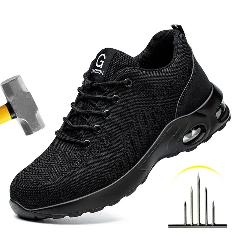 Air Cushion Work Safety Shoes For Men Women Breathable Work Sneakers Steel Toe Shoes Anti - puncture Safety Protective Shoe - PCWLDASHRES