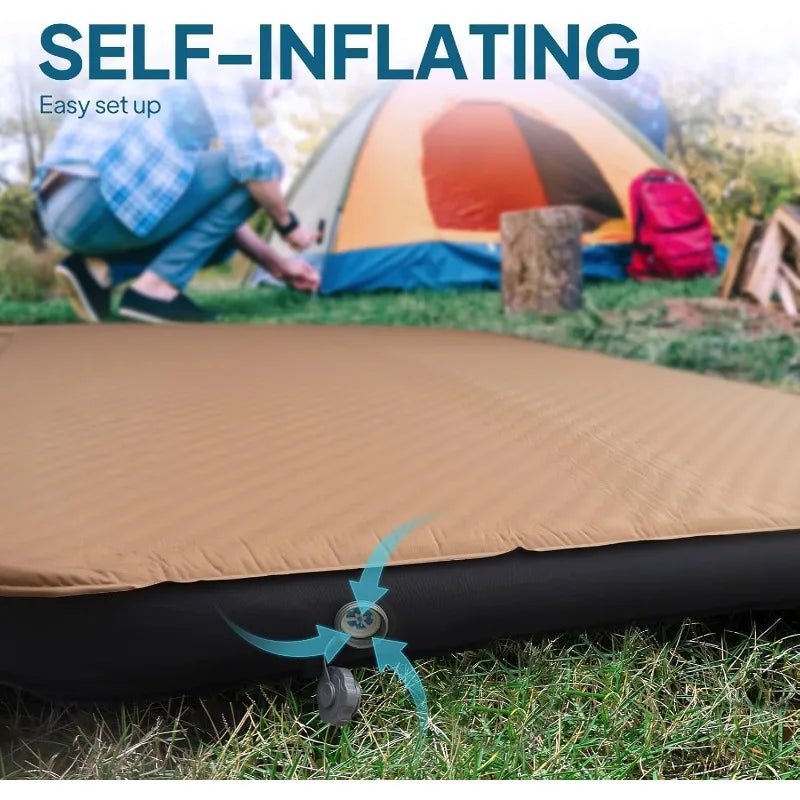 Air & Foam Camping Mattress, Self - Inflating Sleeping Pad, 4.5" Thick, With Air Pump, Full - PCWLDASHRES