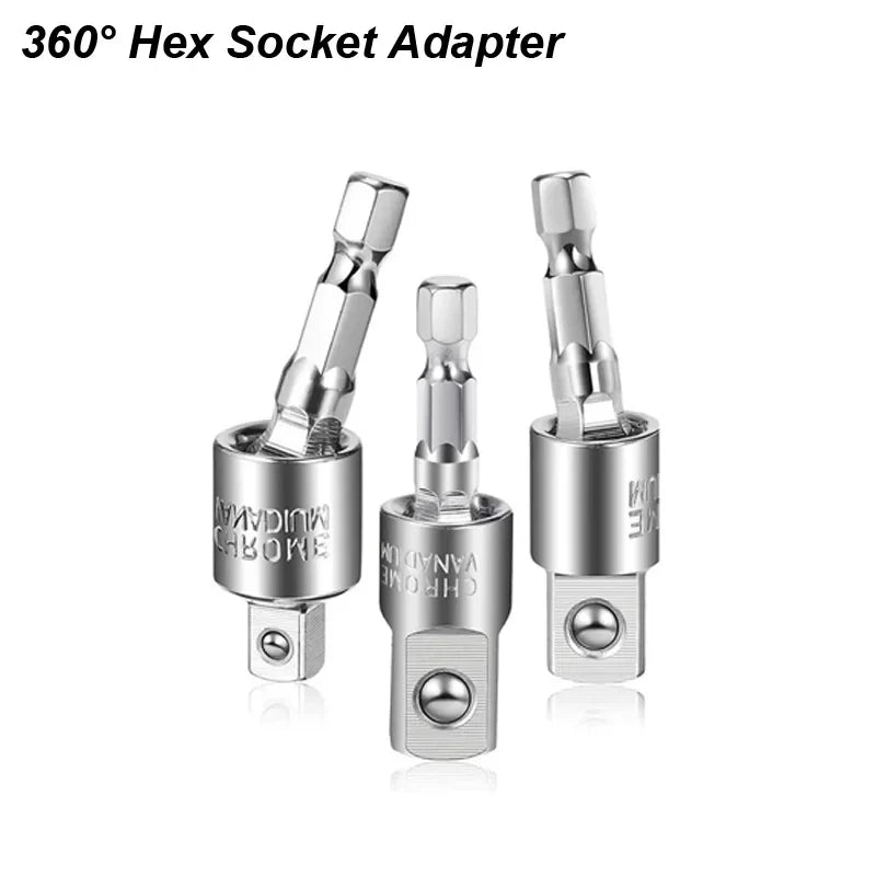 Angle Drill Chuck 105 Degree Attachment Hex Socket Adapter Extension Set Power Tool Driver Rotatable Screwdriver Bit Holder Nut - PCWLDASHRES