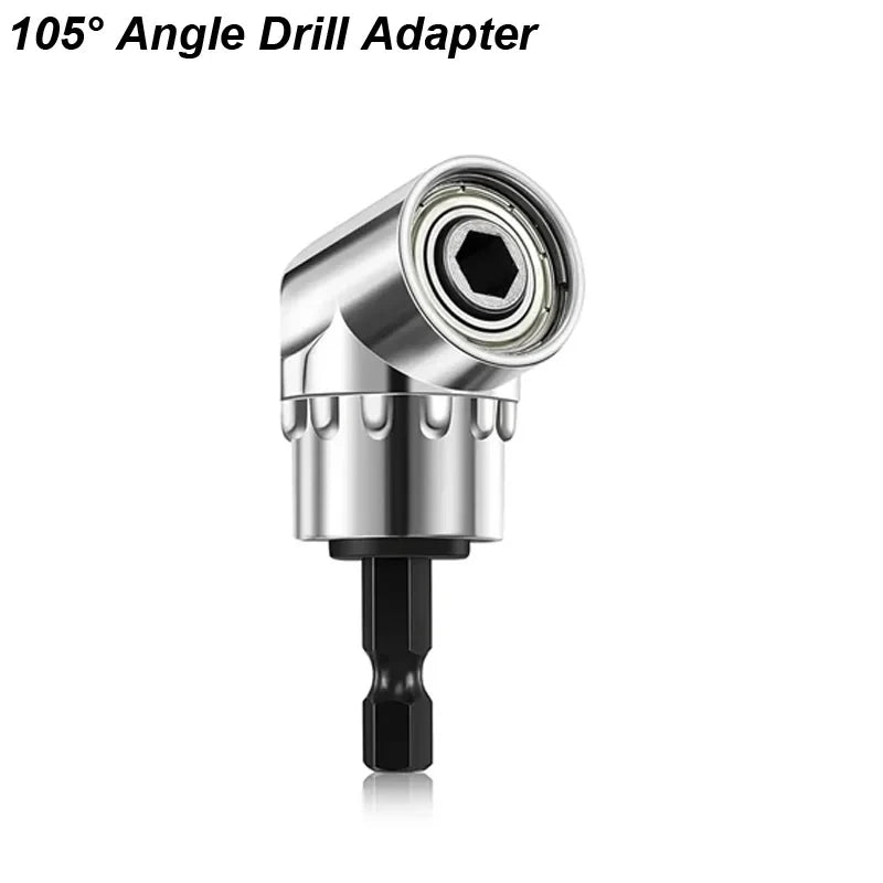 Angle Drill Chuck 105 Degree Attachment Hex Socket Adapter Extension Set Power Tool Driver Rotatable Screwdriver Bit Holder Nut - PCWLDASHRES
