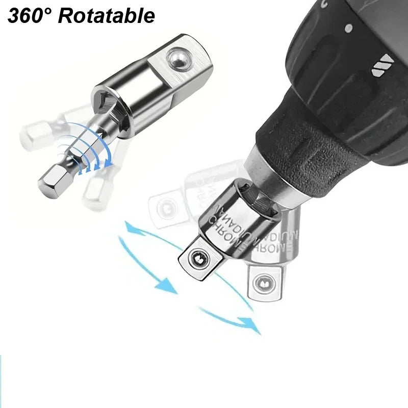 Angle Drill Chuck 105 Degree Attachment Hex Socket Adapter Extension Set Power Tool Driver Rotatable Screwdriver Bit Holder Nut - PCWLDASHRES