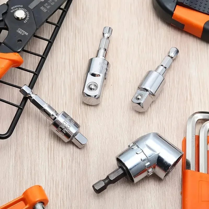 Angle Drill Chuck 105 Degree Attachment Hex Socket Adapter Extension Set Power Tool Driver Rotatable Screwdriver Bit Holder Nut - PCWLDASHRES