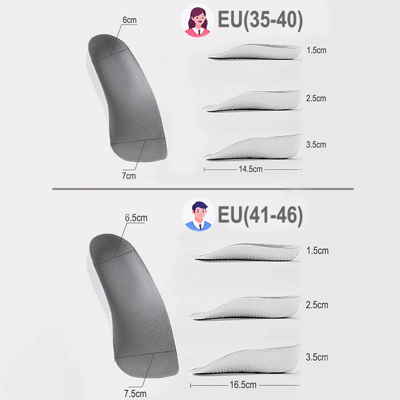 Arch Support Height Increase Insoles Half Pads Orthopedic Breathable Memory Foam 7 Points Lifts Shoe Pads Flat Feet Support - PCWLDASHRES