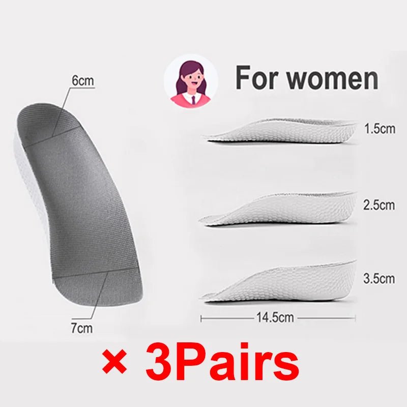 Arch Support Height Increase Insoles Half Pads Orthopedic Breathable Memory Foam 7 Points Lifts Shoe Pads Flat Feet Support - PCWLDASHRES
