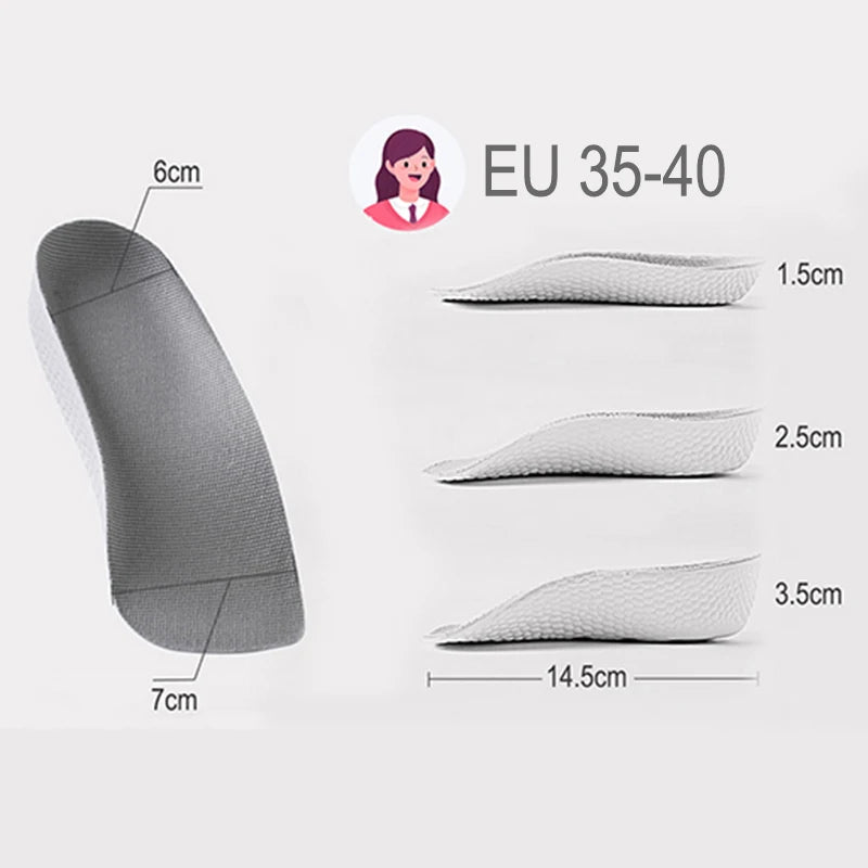 Arch Support Height Increase Insoles Half Pads Orthopedic Breathable Memory Foam 7 Points Lifts Shoe Pads Flat Feet Support - PCWLDASHRES