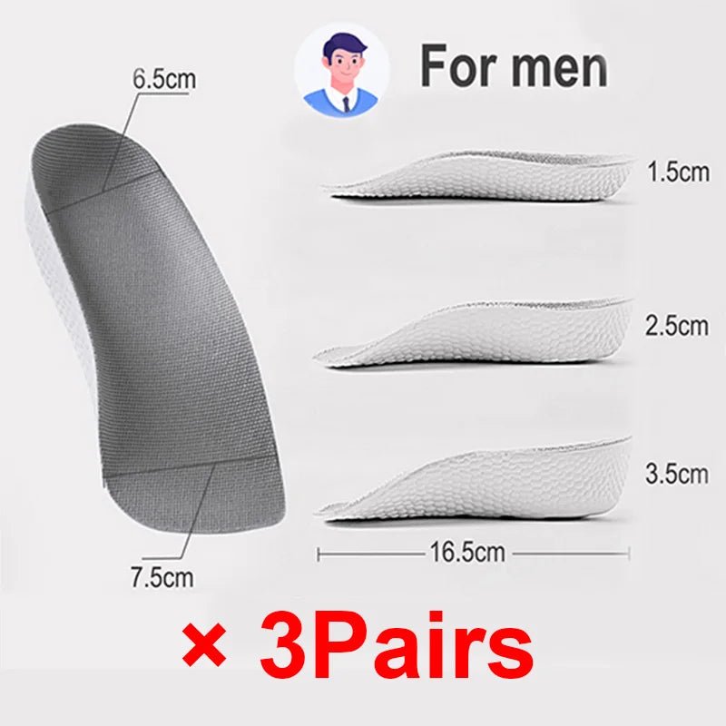 Arch Support Height Increase Insoles Half Pads Orthopedic Breathable Memory Foam 7 Points Lifts Shoe Pads Flat Feet Support - PCWLDASHRES