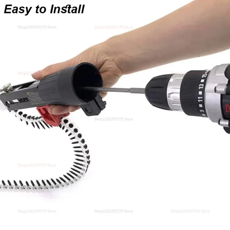 Automatic Screwdriver Chain Nail Gun Adapter for Electric Drill Woodworking Screwdriver Nozzle Power Tool Attachments Compatible - PCWLDASHRES