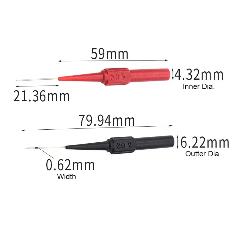 1/20PCs 30V Motorcycle Diagnostic Tools Multimeter Test Lead Extention Back Piercing Needle Tip Probes Car Test Probe Kit 0.7MM