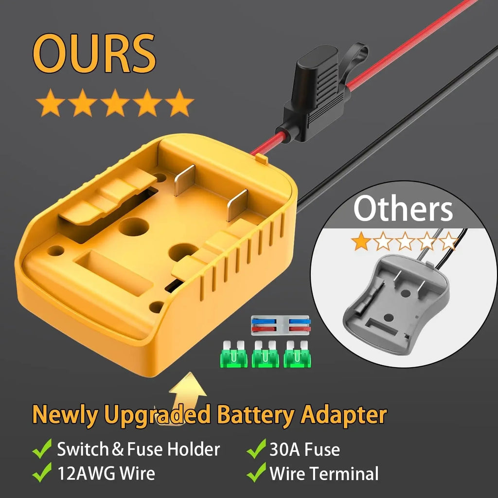 Power Wheels Adapter for Dewalt 18V/20V Battery Adapter Power Wheels Battery Converter Kit with Fuse & Switch for DIY Rc Toys