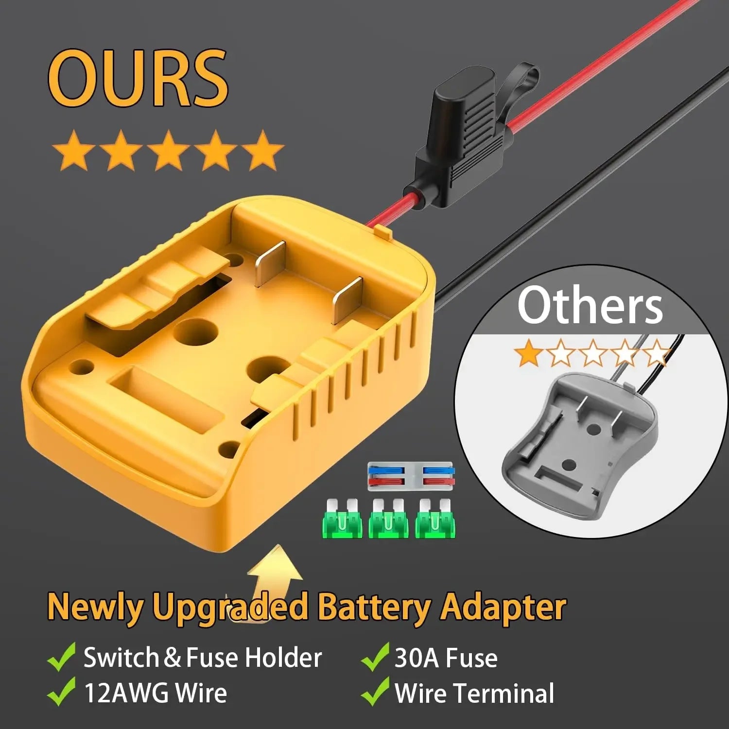 Power Wheels Adapter for Dewalt 18V/20V Battery Adapter Power Wheels Battery Converter Kit with Fuse & Switch for DIY Rc Toys